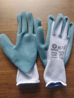 China 15 Gauge Flex Latex Coated Gloves Blue Nylon Spandex Liner Latex Work Gloves for sale