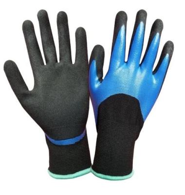 China Rubber Double Dipped Nitrile Gloves 13 Gauge Half Coated Cut Proof Work Gloves for sale