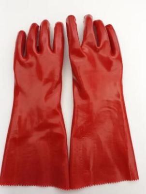 China 30cm 40cm Double Dipped PVC Gloves Long Sleeve Red PVC Coated Gloves For Electrical for sale