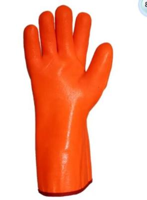 China 35cm Fluorescent Cold Weather PVC Gloves PVC Long Cuff Oil Resistant Gloves for sale