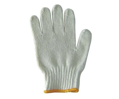 China Natural White Knitted Cotton Gloves Anti Slip Cotton Safety Gloves for sale