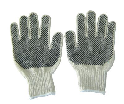 China Elastic Cuff Cotton Knitted Work Gloves OEM Cotton Gloves With Rubber Dots for sale