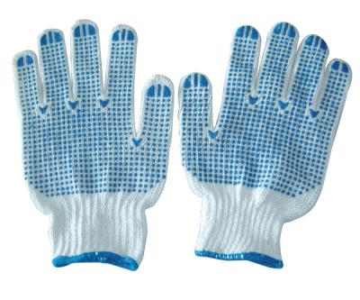 China Double Side PVC Dotted Cotton Gloves 10 Gauge Bleached Cotton Impact Gloves for sale