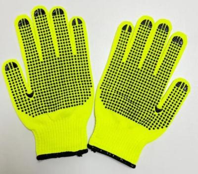 China Green PVC Cotton Dotted Gloves Waterproof Cotton Work Gloves Bulk for sale