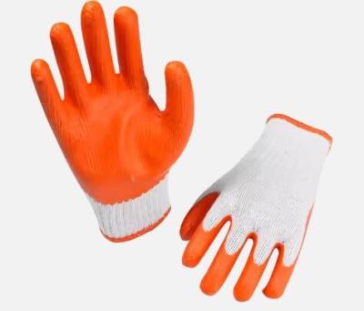 China 10 Gauge Flat Plain Latex Orange Industrial Rubber Gloves for sale