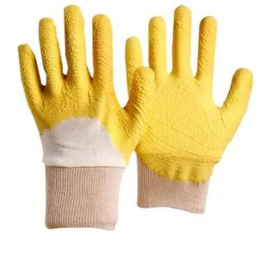 China Jersey Interlock Half Coated Latex Dipped Gloves Latex Gripper Gloves for sale