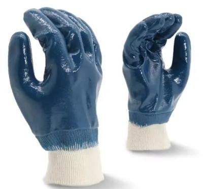 China Elastic Work Gloves Nitrile Chemical Gloves Blue Nitrile Coated Work Gloves Bulk for sale