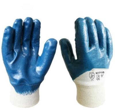 China Knit Cuff Nitrile Coated Gloves Non Slip Cotton Jersey Work Safety Gloves for sale