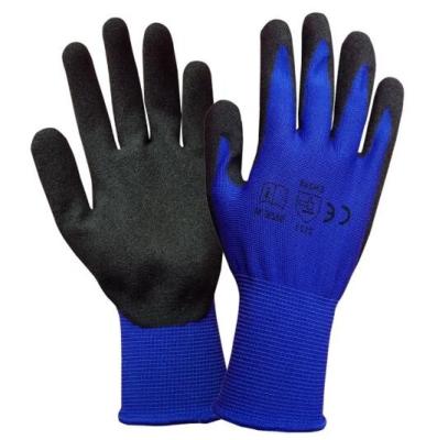 China OEM Anti Slip Nitrile Coated Work Gloves Winter Work Gloves Black Blue for sale