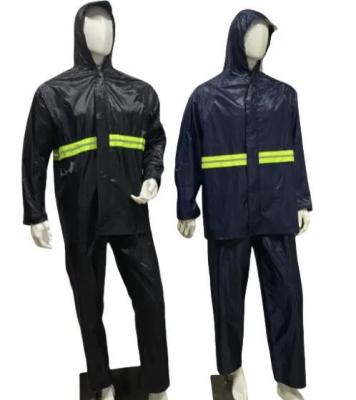 China OEM Black Mens Work Rain Coat Heavy Duty Rain Suits For Work for sale