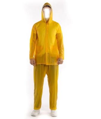 China Korean Style Rain Coat High Vis Yellow PVC Rain Suit With Hood for sale