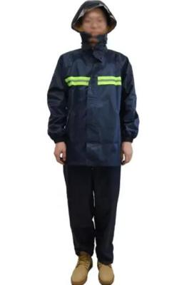 China Navy Blue Safety Rain Coat Chemical Resistant Work Wear Rain Coat for sale