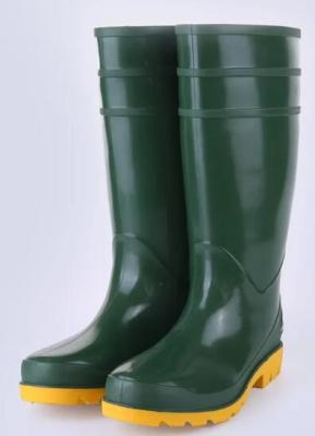 China OEM Dark Green Safety Rain Boots PVC Insulated Steel Toe Rubber Boots for sale