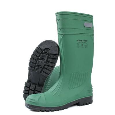 China Green PVC Steel Toe Rubber Boots Anti Slip Steel Toe Waterproof Boots for sale