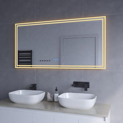 China Customization Shine Heating Protection Double-lamp LED Bathroom Multifunctional Adjustable Fog Light Mirror for sale