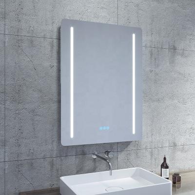 China Schlomann Modern Style Lighted Rectangular Time Display Mirror Bathroom Customized Backlit Demister Smart Led Mirror for sale