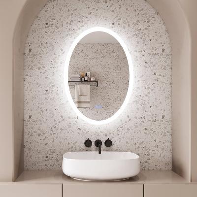 China Illuminated Schlomann Customized Oval Shape Illuminated Light Frameless Anti Fog Feature Wall Mounted Led Backlit Bathroom Mirror for sale