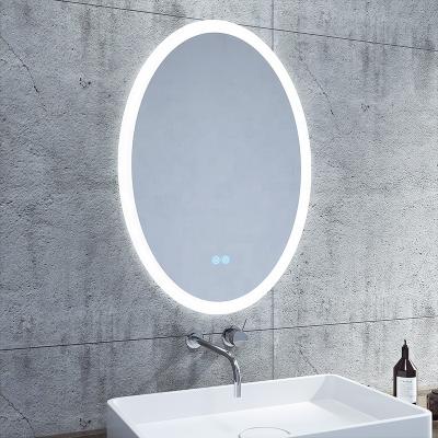 China Illuminated Schlomann Customized Oval Shape Illuminated Light Frameless Anti Fog Feature Wall Mounted Led Backlit Bathroom Mirror for sale