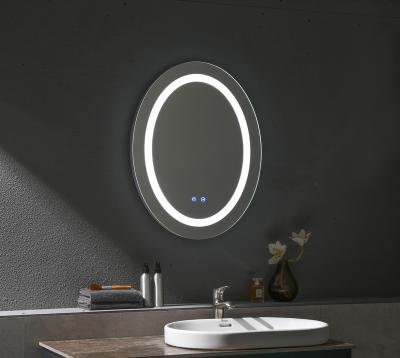 China OEM LED Illuminated Elegant Oval Bath Mirror With Demister And Touch Switch Key for sale