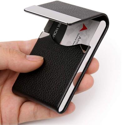 China Wholesale Customized Leather Aluminum Box 2021 Fashion Business Card Holder Metal Name Card Case For Women Men for sale