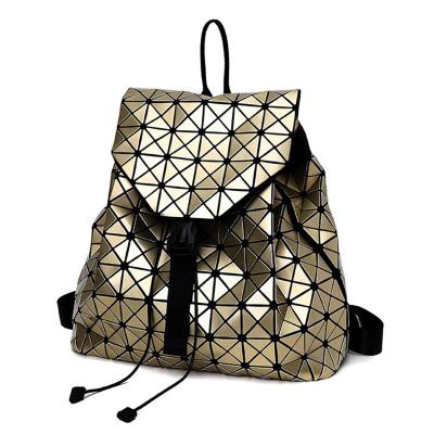 China No Plaid Geometric Sequin Female Backpacks For College School Bag Holographic Backpack for sale