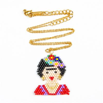 China Miyuki Seed Beads Personalize Handmade Jewelry DIY Pendant Necklace Cute Lips Long Necklace for sale