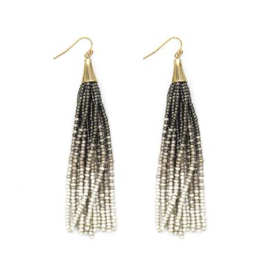 China 2019 Boho Seed Bead Style Colorful Gold Plating Beaded Jewelry Bohemian Women's Pearl Earrings Tassel Earrings for sale