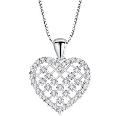 China European Classic Jewelry CLASSIC Evening Full Zircon Heart Shaped Cut Out Necklace for sale