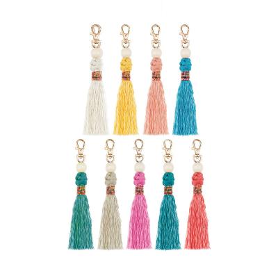 China Bohemia 2021 Boho Handcrafted Bag Charms Knot Mini Macrame Keychains For Car Key Holder Unique Wedding Gift for sale