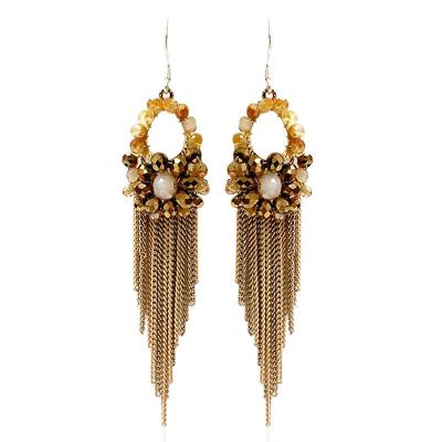 China BOHEMIA Charming Large Boho Circle Chandelier Fashion Earrings Handmade Colorful Tassel Earrings For Women for sale