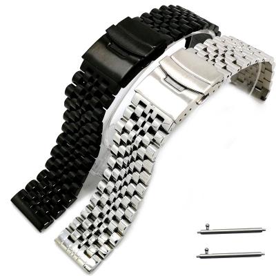 China Fashion 304 Stainless Steel Solid Metal Stainless Steel Watch Strap OEM Seven Beads Replacement Watch Metal Band for sale