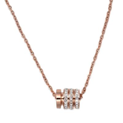 China Latest Titanium Steel Bridal Jewelry Turning Rose Gold Cylindrical Diamond Stainless Steel Necklace for sale