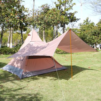 China 3-4 Person Family Camping One Outdoor Waterproof Pole Tent High Quality Camouflage/Field Game Trade Show Camping Tent With Sun Shade for sale