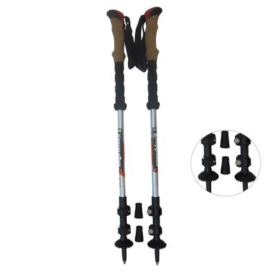 China Durable 6061 Shockproof Aluminum Adjustable Trekking Pole Nordic Climbing Retractable Outdoor Walking Hike Stick for sale