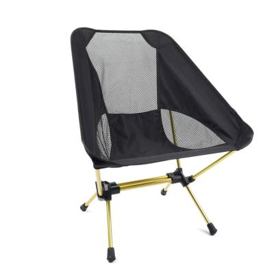 China Modern Custom Outdoor Collapsible Foldable Ultralight Aluminum Frame Moon Compact Camping Chair With Cup Holder for sale