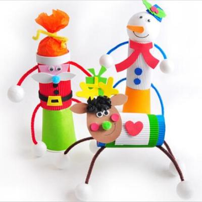 China Diy Decoration DIY Christmas Snowman Paper Tube Toy Educational Gift For Kids Handmade Craft Kits for sale