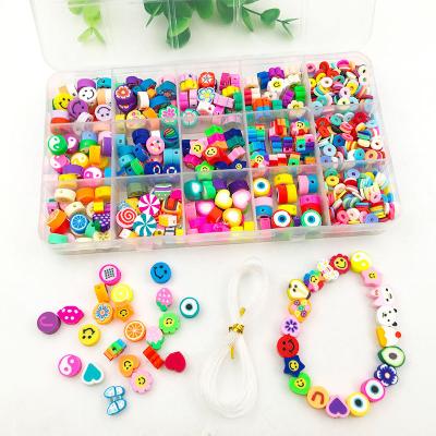 China DIY Flower Smiley Face Beads Polymer Clay Beads Kit Include Mixed Fruit Spacer Trendy Beads For Jewelry Making for sale