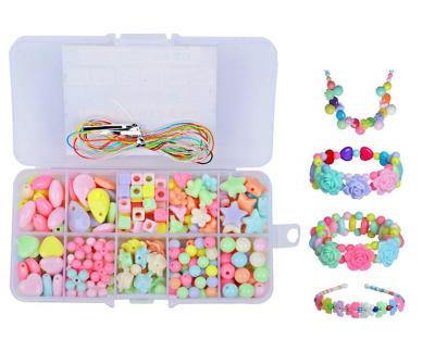 China Plastic Child Toy Beads Kit Kids Beads Set Creative Colorful Loose Beads For DIY Bracelets Necklaces Beads Kid Jewelry Gifts for sale