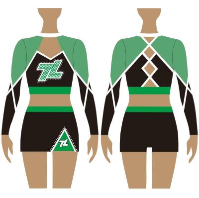 China Nylon/Spandex Latest Design Kelly Green Cheerleaders Uniform Competition Cheerleading Uniform Design Latest for sale