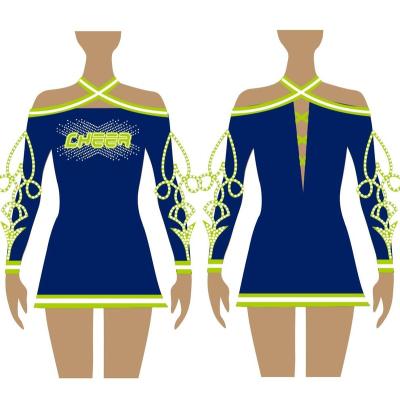 China Cheerleaders Uniform Nylon / Lemon Spandex Latest Manufacturers Green Cheerleading Uniform for sale