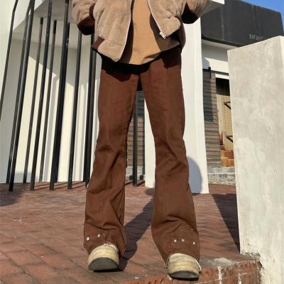 China New Retro Men's Brown Trousers Straight Pants Minority Breathable Micro Horn Feeling Lengthened Floor Brooms for sale