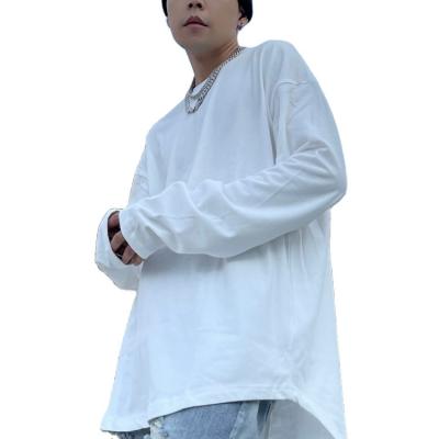 China Wholesale Cotton Anti-Wrinkle Sweater Men's Loose Round Neck Push-up Shirt With Split Edge And Long Bow T-Sleeve for sale