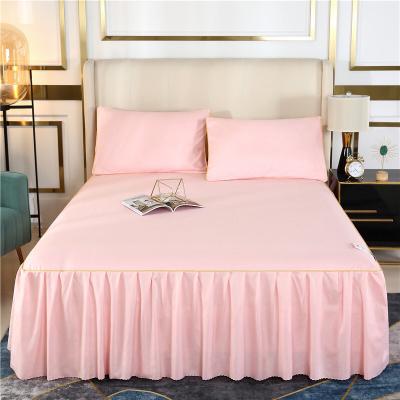 China Wholesale Embossed 100% Polyester Microfiber Solid Color Bed Skirt Folded Embossed Bed Linen for sale