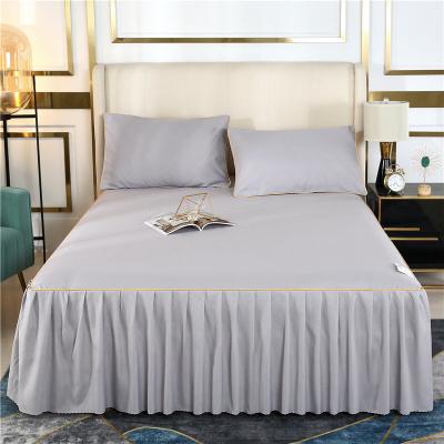 China Wholesale Embossed 100% Polyester Microfiber Solid Color Bed Skirt Folded Embossed Bed Linen for sale