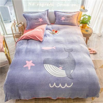 China 2020 New Collection Folded 9D Carving Design 3/4pcs Flannel Eco Soft Plush Panel Printing Large Bedding Set for sale