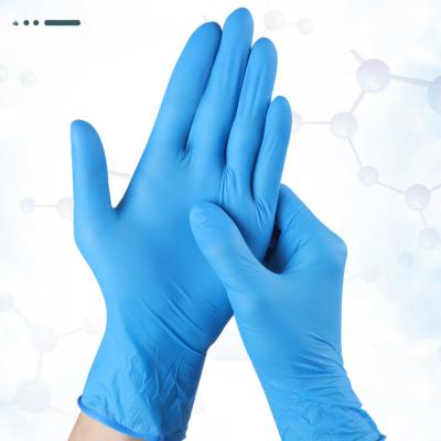 China Nitrile powder sale acid and alkali gloves qing gloves white blue resistant hot free work guantes negros de nitrilo for sale