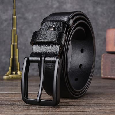 China Official New Leisure Design Mens Real Black Leather Belt With Single Buckle Automatic Belt For Men for sale