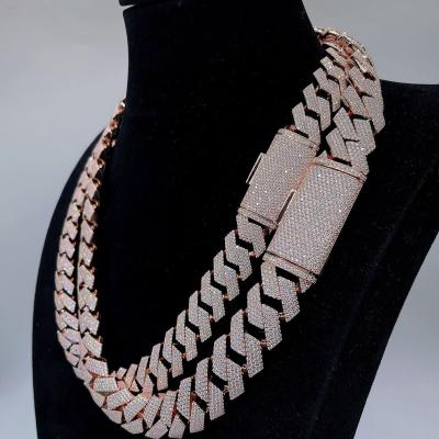 China Full Moissanite Diamond Pure 925 Silver Cuban Link Miami Hip Hop Chain Necklace Hiphop Jewelry For Men for sale