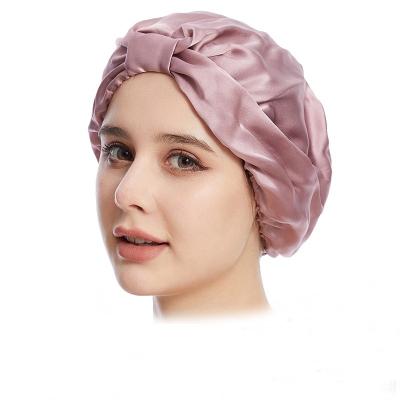 China Image Amazon Hot Sale 100% Mulberry Silk Hair Care Night Cap For Women Sleep Turban Silk Fashion Silk Hood for sale