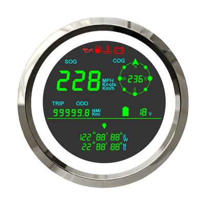 China Universal 85mm Digital GPS Tachometer 0-299km/h MPH Knots Trip Odometer DENT Fuel Level Gauge Voltmeter For Boat Truck Motorcycle TLG85B for sale